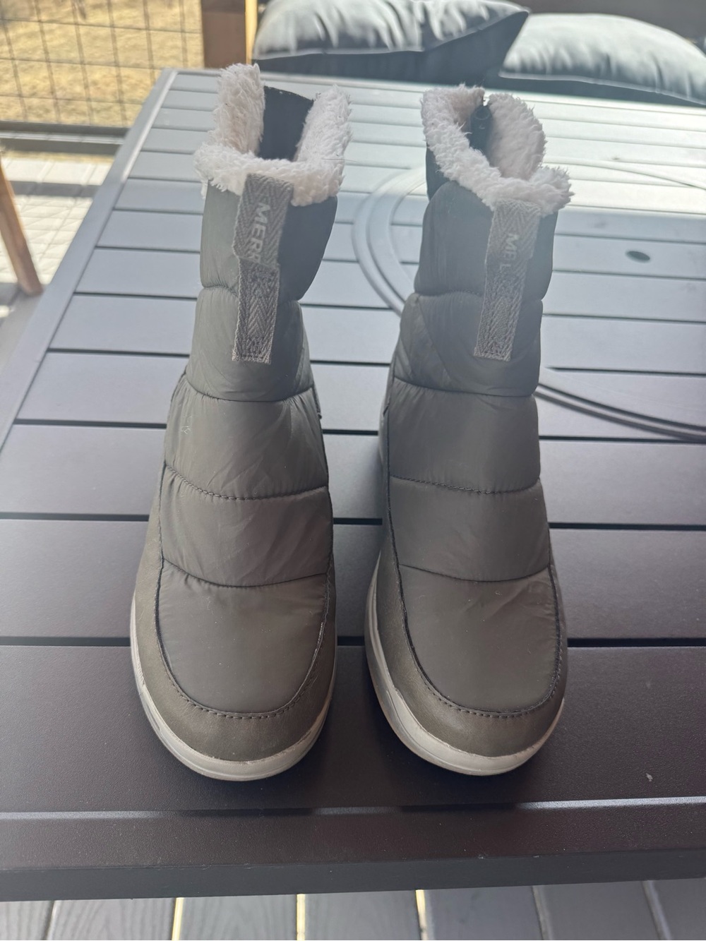 Merrell Men’s Gray Winter Puffer Boots with Zipper
